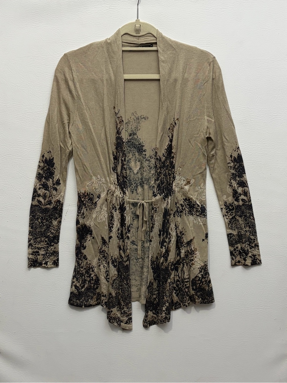 NIC+ZOE Y2K Beige Silk Linen Lightweight Knit Cardigan Small